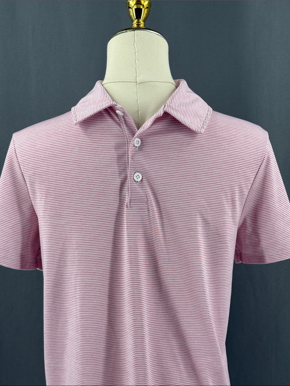 all in motion Pink Micro-Stripe Men's dri fit style polo